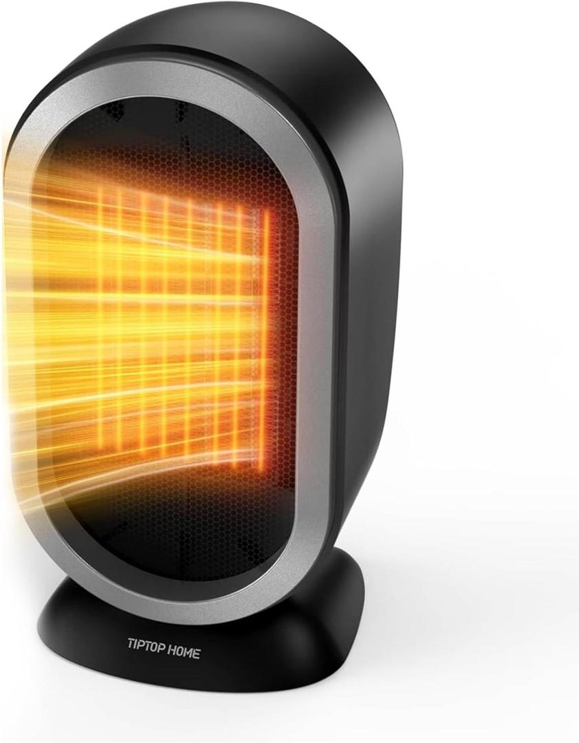 Space Heater, 1200W PTC Fast Heating Ceramic Room Small Heater, Two-Speed Portable Heater Fan with Adjustable, Overheating Protection, Dumping Shutdown, Electric Heaters (Black)