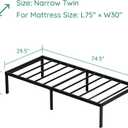 DiaOutro 18 Inch Narrow Twin Bed Frames Heavy Duty No Box Spring Needed Metal Platform with Maximum Storage, Easy Assembly, Noise Free, Black