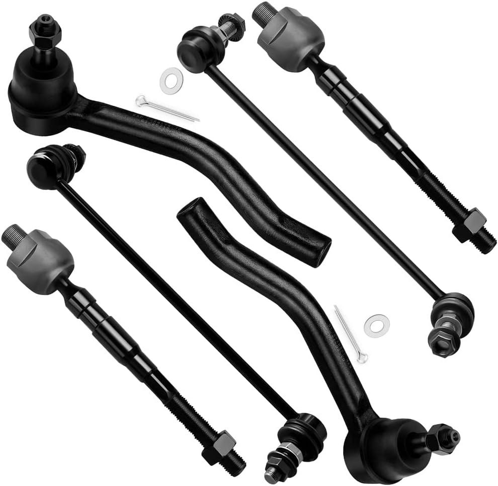 SCITOO 6pcs Front Suspension Kit Stabilizer Sway Bar Link Outer Inner Tie Rod End Fit 2007 2008 2009 2010 2011 2012 2013 For Nissan Altima K750095 K750094