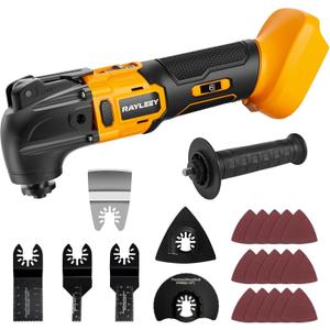 Oscillating Multi-Tool Kit Compatible With DEWALT 20V Battery,Cordless Oscillating Tools With Brushless Motor,6 Speed,22PCS Accessories,4 Oscillation Angle for Cutting/Grinding/Sanding(Tool Only) (Yellow)