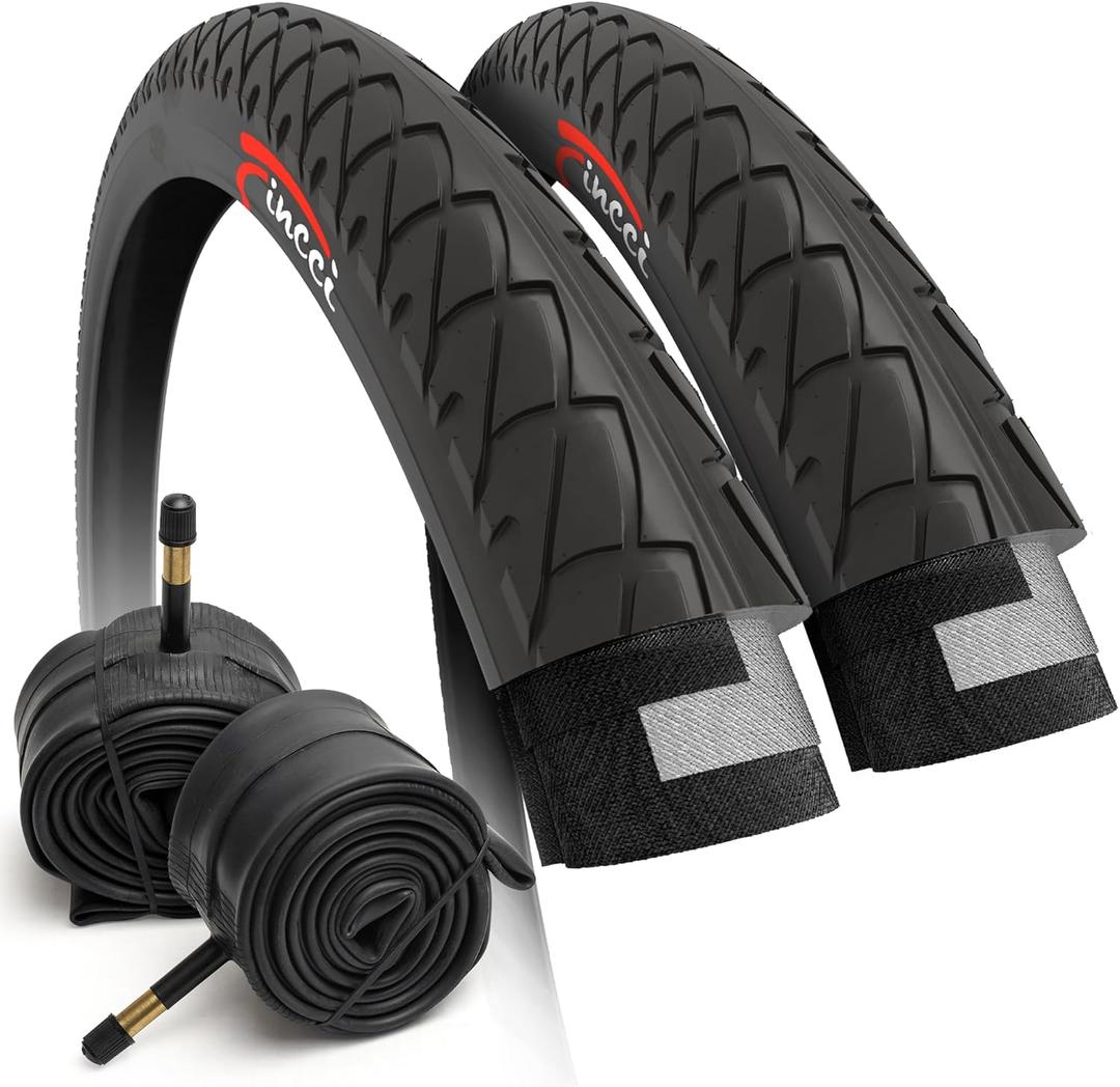 Fincci Pair of Bike Tires 26 x 2.125 Inch 54-559 Slick Foldable Tire Leno for Cycle Road Hybrid Street Bike - 26x2.125 Bicycle Tire Pack of 2
