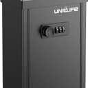 Uniclife Key Drop Box for Outside, Metal Donation Box Collection Box with Combination Lock, Safe Suggestion Box, Wall Mounted Mailbox with Top Slot, Steel Cash Drop Box for Home Office and Business (Black)