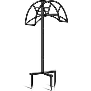 TomCare Garden Hose Holder Detachable Metal Water Hose Holder Hose Hanger Heavy Duty Hose Holder Free Standing Garden Hose Storage Hose Stand for Outside Yard, Black