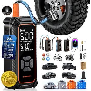 OlarHike Tire Inflator Portable Air Compressor,Dual Power-3*2000mAh &12V DC