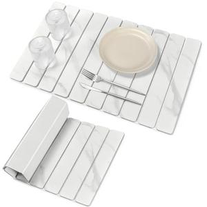 Large Stone Dish Drying Mats for Kitchen Counter, 24"(L)×16"(W) Marble-Pattern Dish Drying Mat, Eco-Friendly Absorbent Diatomaceous Earth Mats for Dishes Bottles, Match Any Countertop