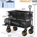 400L Double Decker Beach Wagon-500LBS Heavy Duty Beach Cart with 9" Big Balloon Wheels for Sand,Folding Collapsible Wagon with Side Pocket for Beach, Fishing, Camping,Outdoor(Black)
