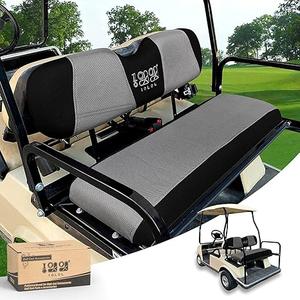 10L0L Golf Cart Seat Covers Kit, for Yamaha Club Car EZGO Original Rear Seat Cushion, Breathable Fabric Material Keep Cool in Summer, No Need to Use Gun Nails- Black and Gray