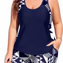 Women's Plus Size Tankini Swimsuit with Pockets Tummy Control Bathing Suits | Modest Top with Removable Padded,High Waist Swim Shorts with Pockets,2 Piece Athletic Swimwear 2026 for Beach,Pool, Cruise, 26W