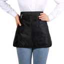 Server Apron, Waitress Aprons with Buckle, Waist Apron with 7 Pockets (Black)