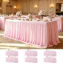 6 Pack Pink Table Cloth Tulle Tutu Table Skirt for 6 Foot Rectangle Tables, 72" x 30"