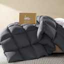 Goose Down Fiber Comforter King Size – All Season Naturally Breathable Down Comforters, Luxury Hotel Collection Duvet Insert with 8 Corner Tabs, Cotton Fabric & Baffle Box (Dark Gray,65oz)