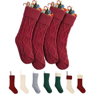 Mr. Pen- Christmas Stockings, 4 Pack, 18" Red Cable Knit Stockings for Christmas, Stocking Christmas, Cable Knit Christmas Stocking for Christmas, Large Stockings Christmas, Knit Stockings Christmas