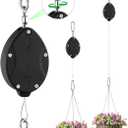 1 Pack Heavy Duty Retractable Plant Hangers, Adjustable Pull-Down Pulleys with 63" Stainless Steel Rope, Double Hooks for Hanging Plants, Bird Feeders, Planters & Pots, Indoor & Outdoor Use