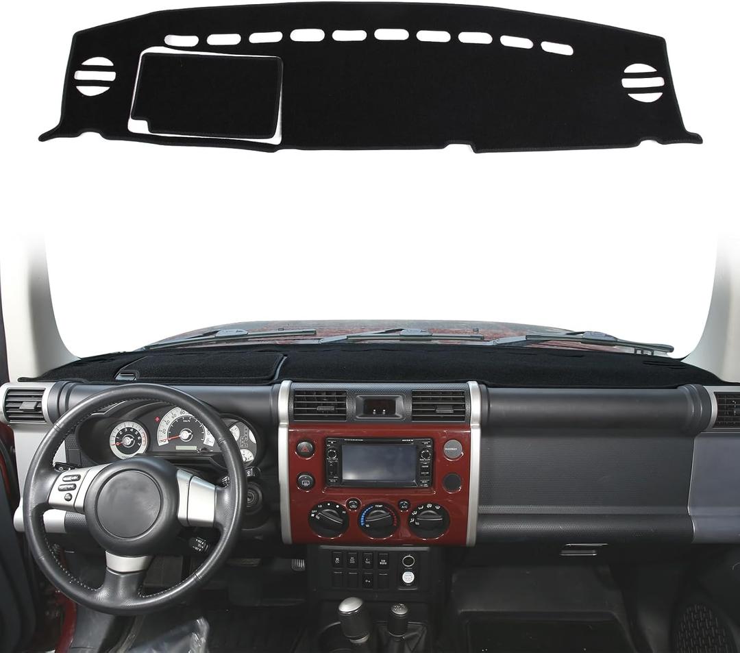 Fit for Toyota FJ Cruiser 2007-2021 Dashboard Cover Mat Sun Pad, Car Center Console Dash Mat Pad Sun Shade Non-Slip Cover, Keeps Your Vehicle Cool, Black