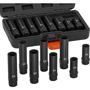 8-Piece Spline Lug Nut Removal Tool Kit - Master Key Set for Stripped Frozen Rusted Wheel Locks - Removing 5, 6, 7, 12 Spline & Hex Wheel Locks