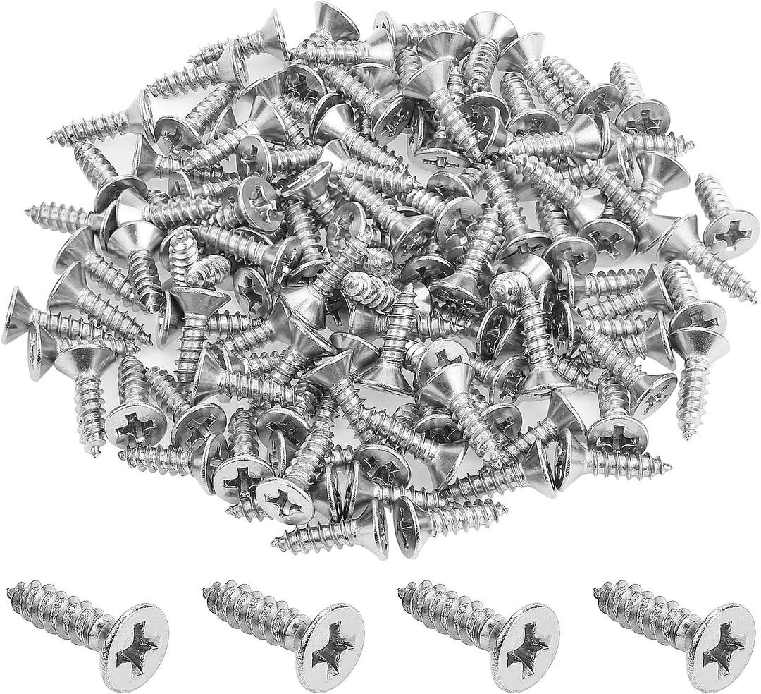 200 Pieces #6 X 1/2'' Phillips Countersunk Flat Head Wood Screws, Self Tapping Screws, 18-8 (304) Stainless Steel