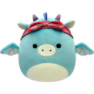 Squishmallows Original 14-Inch Tatiana Teal Dragon with Red Bandana - Large Ultrasoft Official Jazwares Plush