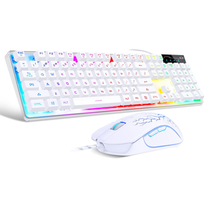 Gaming Keyboard and Mouse Combo, K1 RGB LED Backlit Keyboard with 104 Key for PC/Laptop(White)