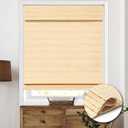 Cordless Bamboo Roman Shades, Light Filtering Bamboo Shades Blinds Window Treatment Roll Up Blind for Windows, 36" W x 64" H, Beige