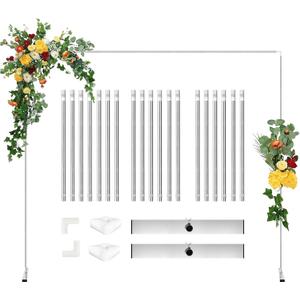 KOMCLUB Metal Arch Backdrop Stand Wedding Balloon Arch Stand 8.9FT Square Arched Frame Ceremony Birthday Party Graduation Bridal Baby Shower Anniversary Background Decoration