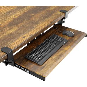 AX WABER Keyboard Tray Under Desk Pull Out with Extra Sturdy C Clamp Mount System, 27.3 (32.5 inch Including Clamps) x 11 Inch Slide-Out Platform Computer Drawer for Typing Vintage AX01WG02