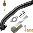 HIAORS Racing Exhaust Pipe Muffler Main Jet Kit for Predator 212cc 196cc 224cc 6.5hp Coleman CT200U BT200X CT200UEX Mini Bike KT196 Go Kart Baja Warrior MB165 MB200 Performance Parts with Heat Shield