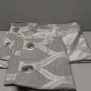 EXCLUSIVE HOME Montrose Ogee Geometric Textured Linen Grommet Top Curtain Panel Pair, 54"x84", Ash Grey
