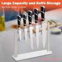 HarJue Magnetic Knife Block with Marble Base, Stainless Steel Magnetic Knife Holder Stand without Knives Powerful Magnetic knife Strip for kitchen Countertop Knife Storage (Brushed Nickel)