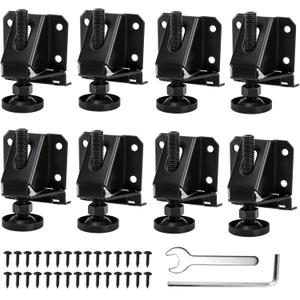 8 Pack Heavy Duty Leveling Feet, Adjustable Furniture Leg Leveler with Screws, Lock Nuts and Wrench for Furniture, Table, Cabinets, Shelves, Workbench