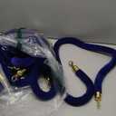 Nuogo 6 Pcs Velvet Stanchion Rope Blue Carpet Party Decoration 5ft Crowd Control Velvet Ropes Safety Barrier with Gold Hook for Event Movie Theaters Grand Opening Hotel Christmas Party Supplies(Blue)