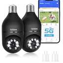 Light Bulb Security Camera Wireless Outdoor, 5G&2.4GHz 360 PTZ Camera for Home Security with 2K Color Night Vision, 2 Way Talk, AI Human Detection and Tracking,(1 Pack)