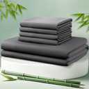 LBRO2M Cooling Bed Sheet 100% Viscose Derived from Bamboo Sheet Set Queen Size 6 Piece,16" Deep Pocket, 1800 TC Sheet Super Soft Silky Smooth,Breathable Cool (Queen Dark Gray)