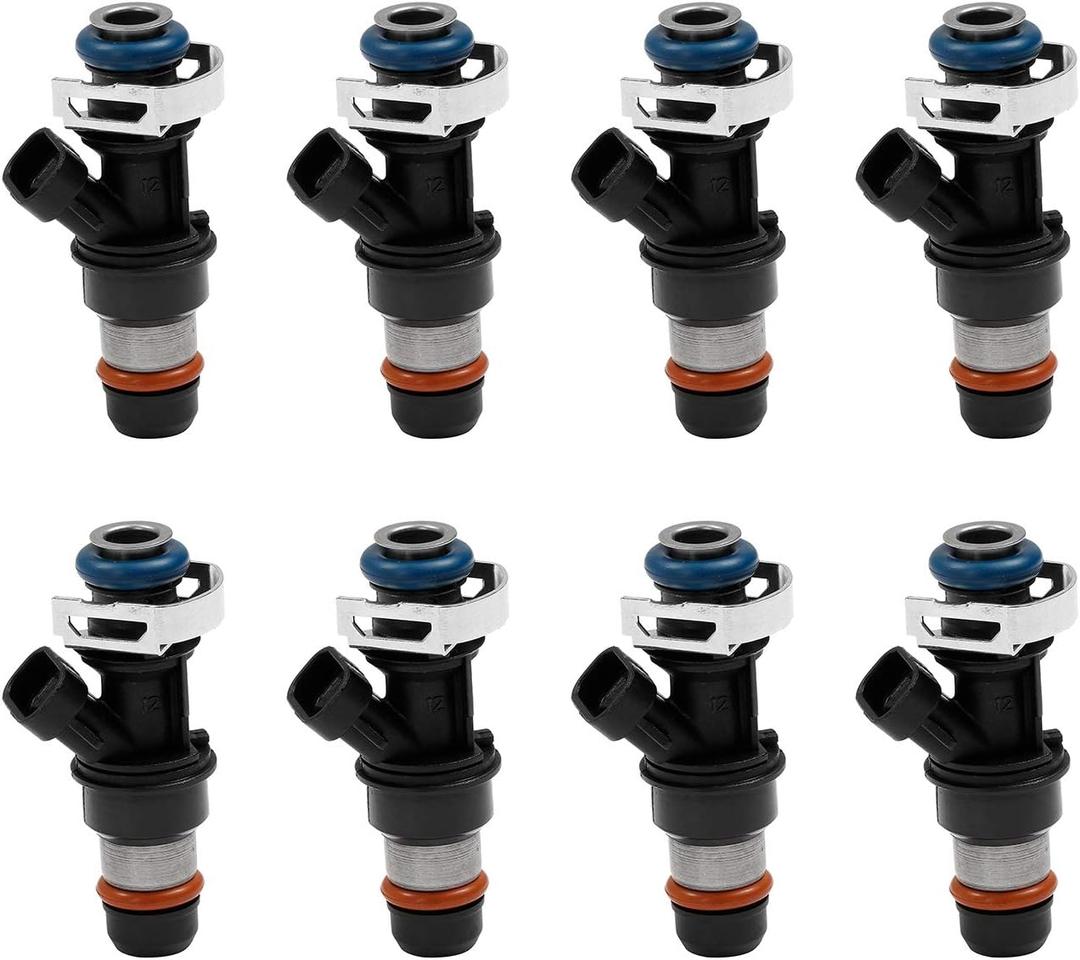 Fuel Injector 2 Holes 8Pcs | 4.8L 5.3L 6.0L Engine | for 2001-2007 Chevy Silverado Suburban Tahoe GMC Sierra Yukon Cadillac Escalade & More | Replace# 25317628, 17113698, 17113553, FJ315, FJ10062