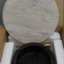 Drink Table Pedestal, Round Side Table, Drink Tables for Small Spaces, Pedestal End Table, Small Pedestal Table (Black Gold)