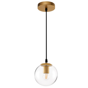 JAGORI Glass Pendant Light,Mid Century Modern Light Fixture,Hanging Lights for Kitchen Island,Bathroom, Bedroom,Hallway Foyer (Gold, 6 in)