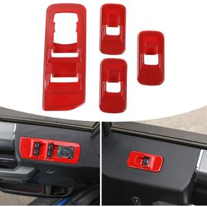 Voodonala Red Window Lift Panel Switch Covers for 2015 2016 2017 2018 2019 2020 Ford F150(4pcs/Set)