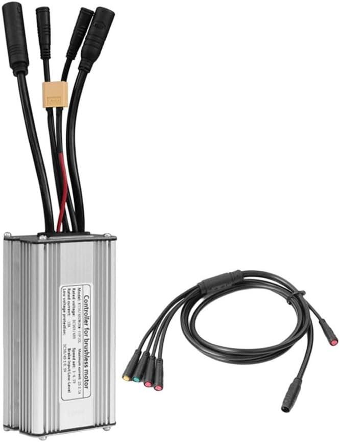 36V/48V 25A 750W Electric Bike Brushless Controller, Aluminum Alloy E-bike Controller with 1T5 Cable Replacement for KT Display Parts