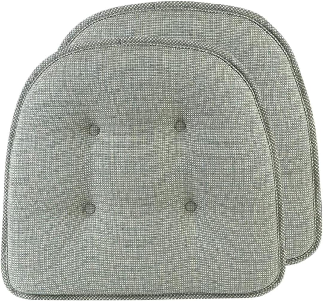 Non-Slip Chair Cushions, Assembled in USA, U-Shaped Skid-Proof Seat Pads for Dining Room, Kitchen, Office, 15"x16", 2 Pack