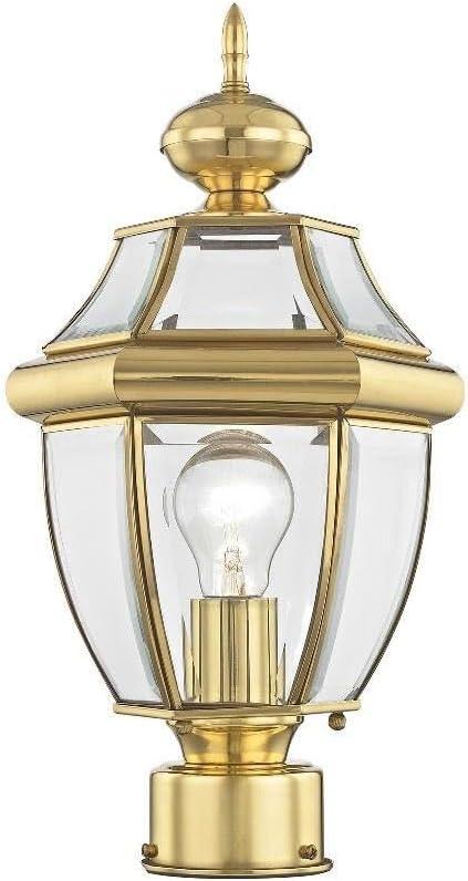 Livex Lighting 2153-02 Outdoor Post with Clear Beveled Glass Shades, Polished Brass, Small