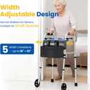 Agrish Narrow Walkers with Storage Bag - Width Height Adjustable Walker, Lightweight Folding Walkers, Walkers for Seniors Handicapped & Disabled, Up to 350 lbs, Black