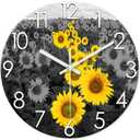 XFM Sunflower Wall Clock Silent Non Ticking Battery Operated 20 Inch Large Yellow Floral Decorative Round Clocks for Living Room Bedroom Kitchen Office Decor