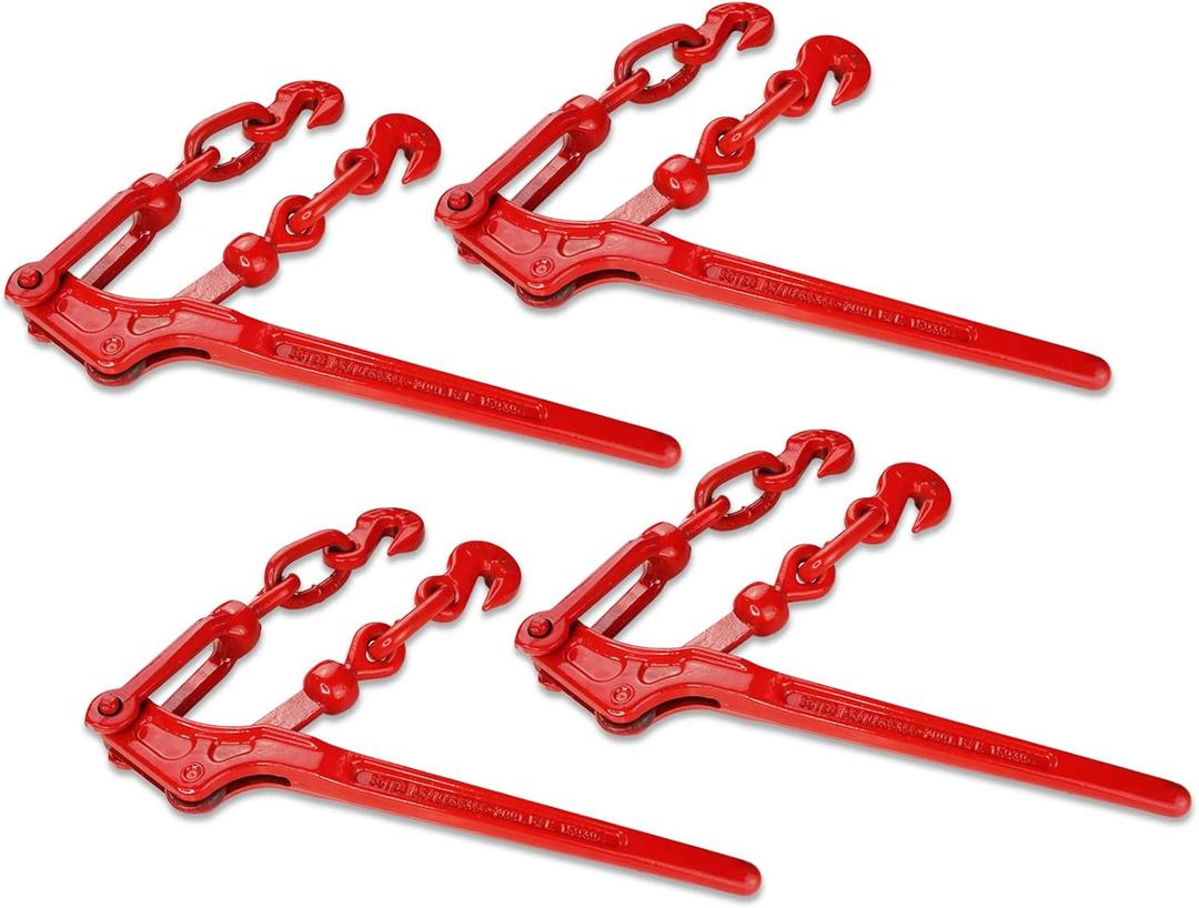 ENJ 4 Pack Lever Load Binder with 2 Grab Hooks, for 5/16 Or 3/8 Grade 70 Transport Chain, Lever Binder with 5,400 Pound Working Load Limit,