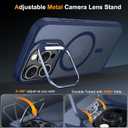 Magnetic & Stand for iPhone 16 Pro Case with 9H Screen & Lens Protector[Fit for Magsafe][Metal Kickstand][Colorful Frame] Translucent Matte Back Skin-Touch Case for iPhone 16 Pro Blue