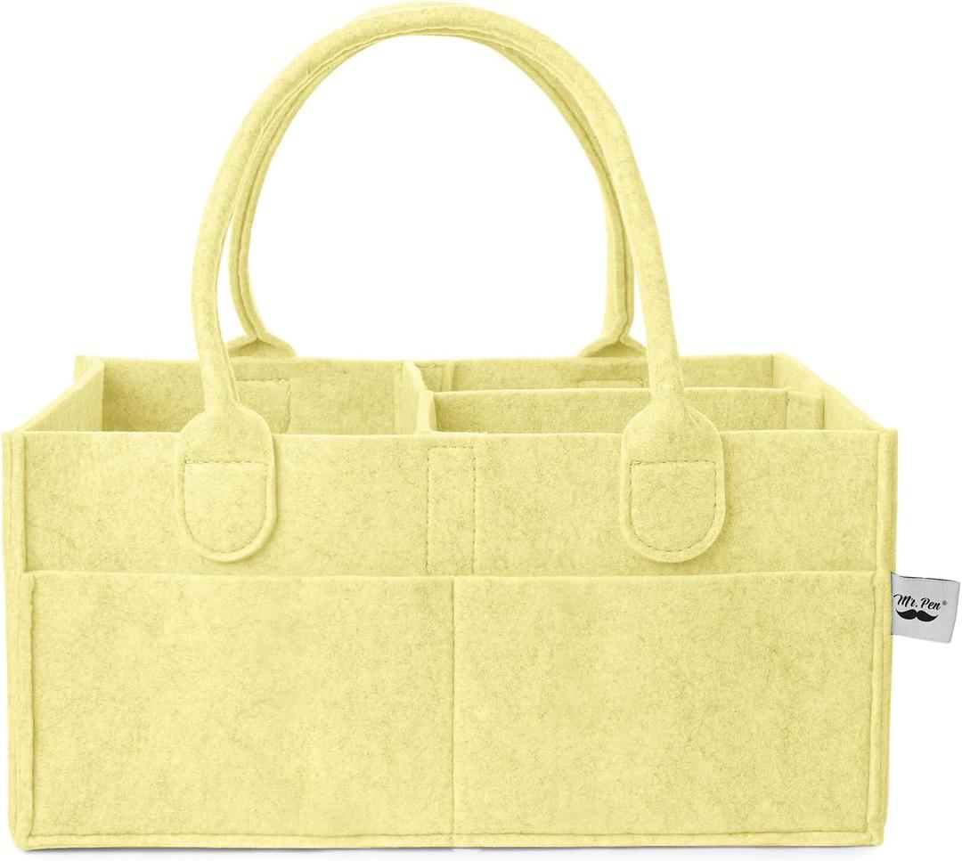 Mr. Pen- Baby Diaper Caddy Organizer, Lemon Glow, Baby Caddy Organizer with Handle, Compact Size, Collapsible & Portable (1 Pack, Regular)