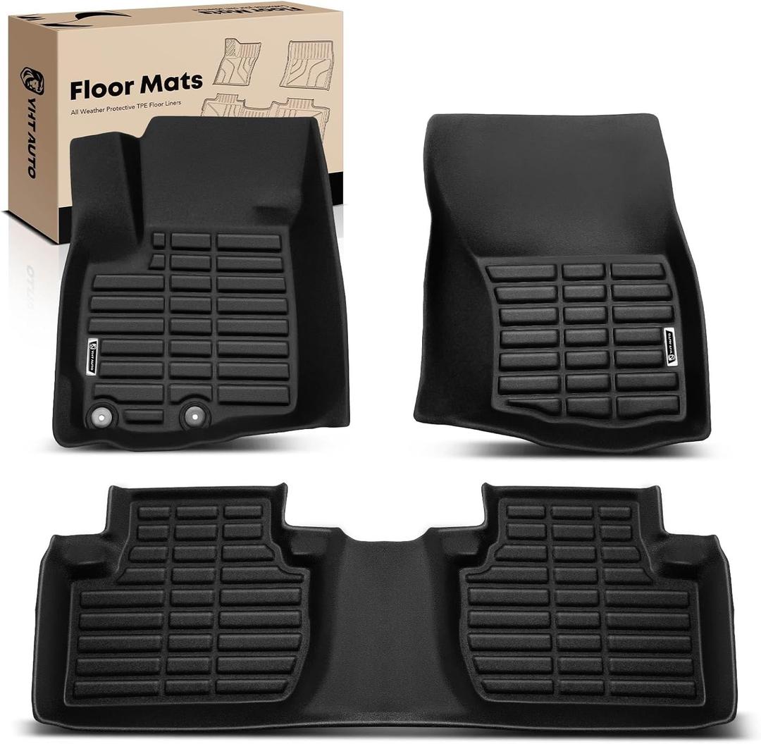 YHTAUTO Floor Mats Compatible with Mitsubishi Outlander 2011-2020, Outlander Sport 2011-2015, All Weather Custom Fit TPE Car Floor Liners, 1st & 2nd Row, Set of 3