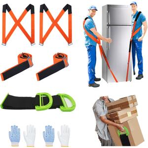 Moving Straps LiftingPadded one Person 2-Person Lifting and Moving System Appliance,for Harness Moving Mattress Couch Furniture Heavy Things,Suitable Professional Moving Body Strap Wrist Strap (Orange)