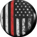Foruidea USA Patriotic Firefighter Thin Red Line Flag Spare Tire Cover Dust-Proof Wheel Tire Cover Fit Trailer, RV, SUV and Many Vehicle (14, 15, 16, 17 Inch)
