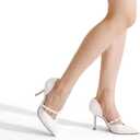 DREAM PAIRS Women's Closed Toe High Heels Stiletto Pointed Toe Strappy Pearl Elegant D'Orsay Dress Wedding Party Pumps Shoes (White) 8.5