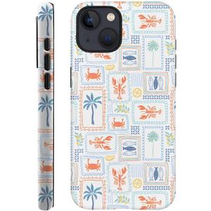 Case for iPhone 13,Fits Frosted Case Design for Girl Women,Coastal Fish Summer Cute Stamp