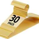 Metal Wire Clothes Hangers Bulk 30 Pack with Notches for Standard Size Coats, Shirts, Suits, Camisole, Dresses, Sturdy, Heavy-Duty, Space-Saving, Gold